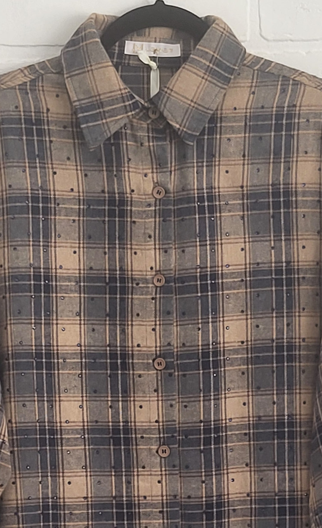 Rinestone City Plaid Blouse