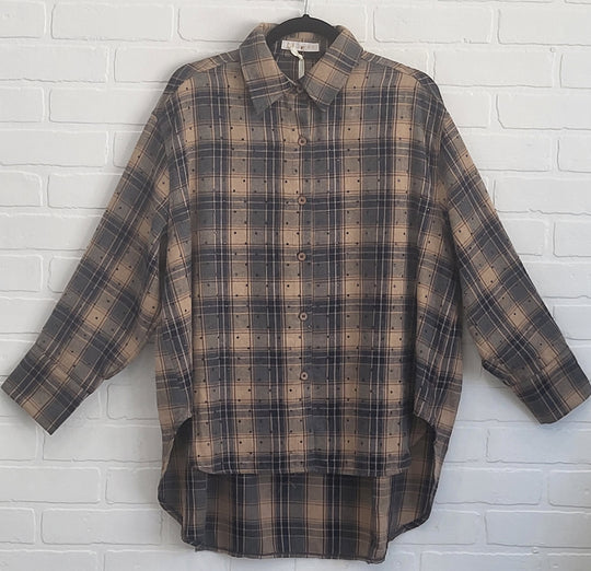 Rinestone City Plaid Blouse