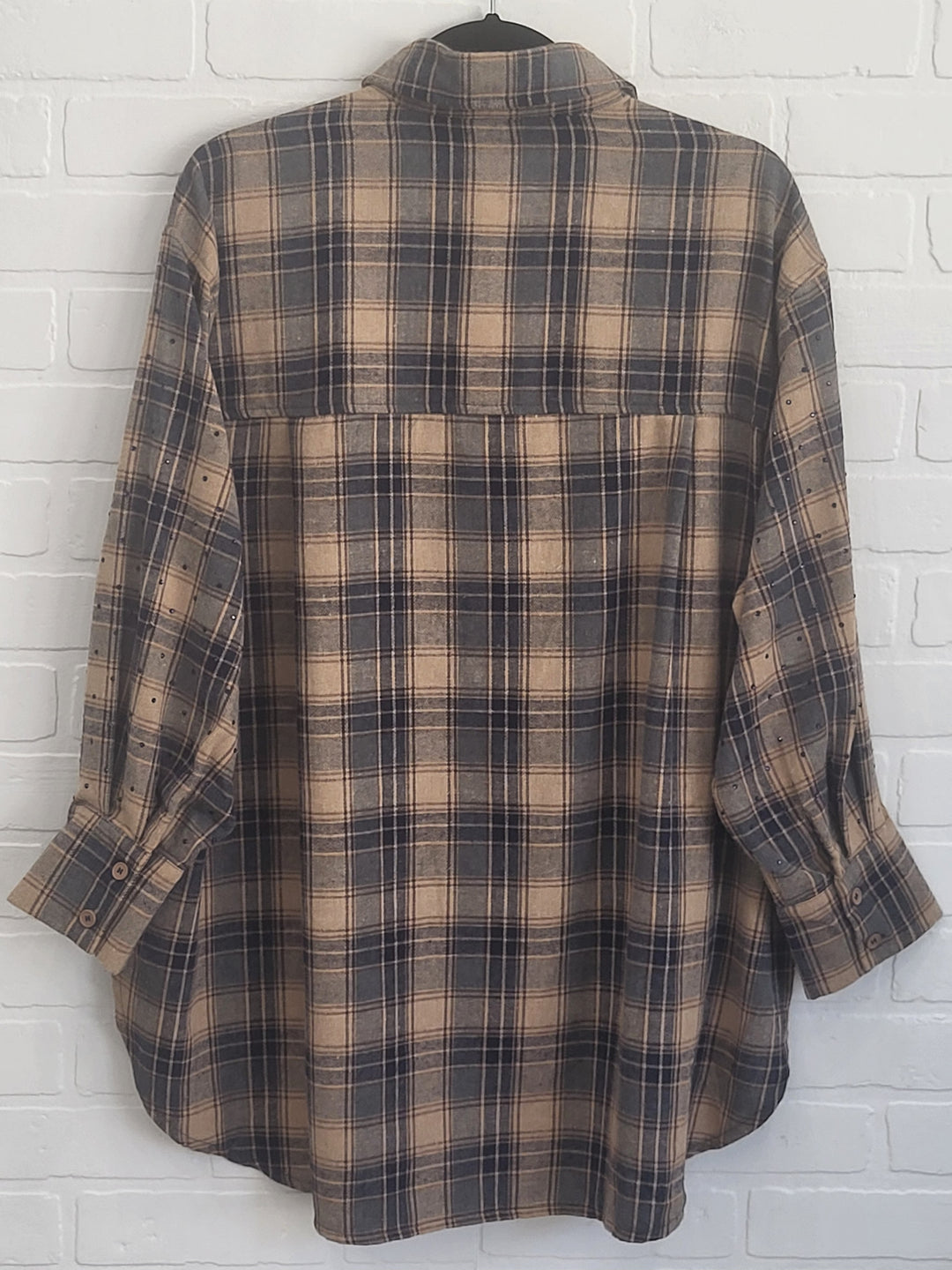Rinestone City Plaid Blouse
