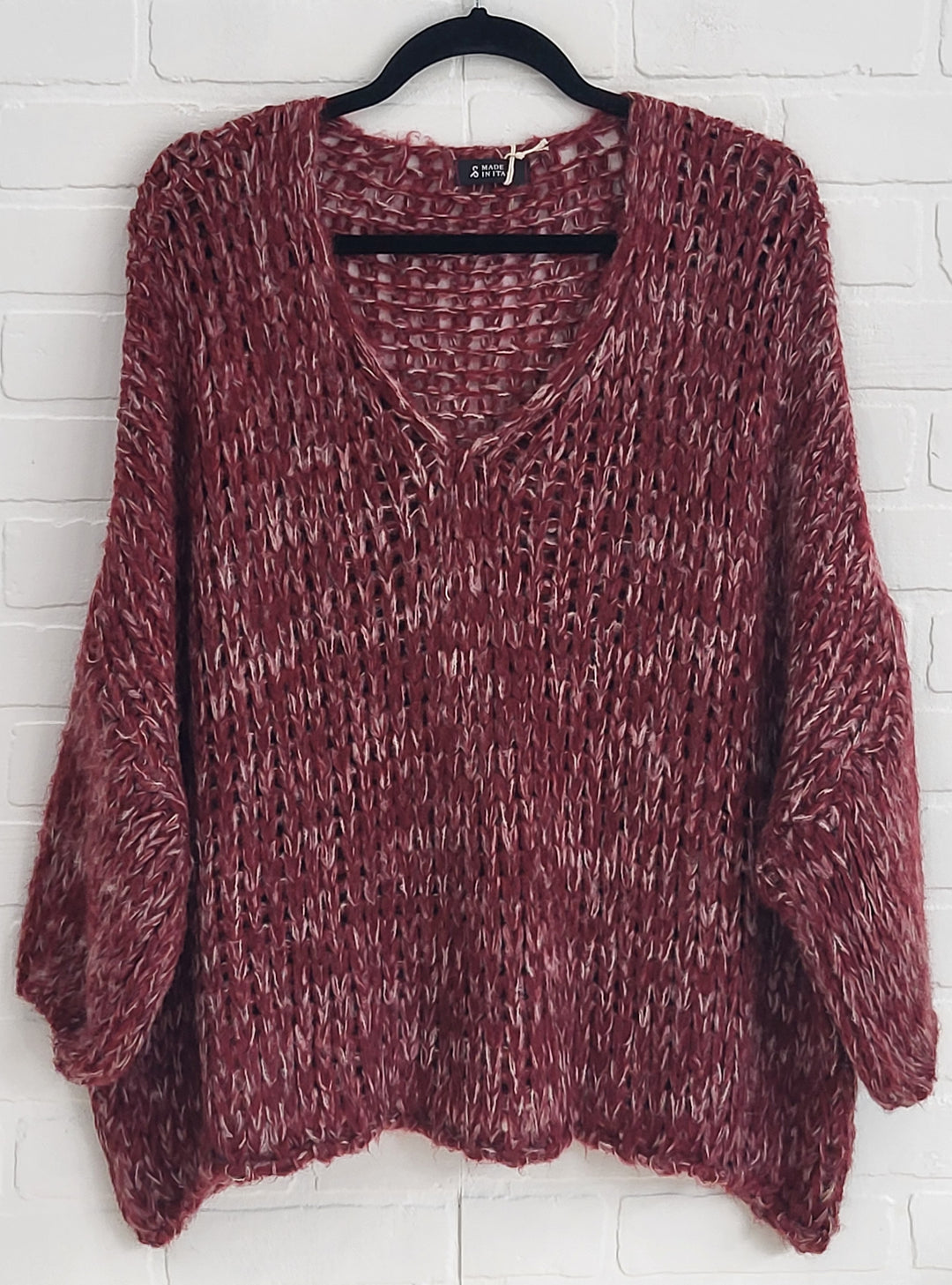 Angelina Open-Knit V-Neck Sweater