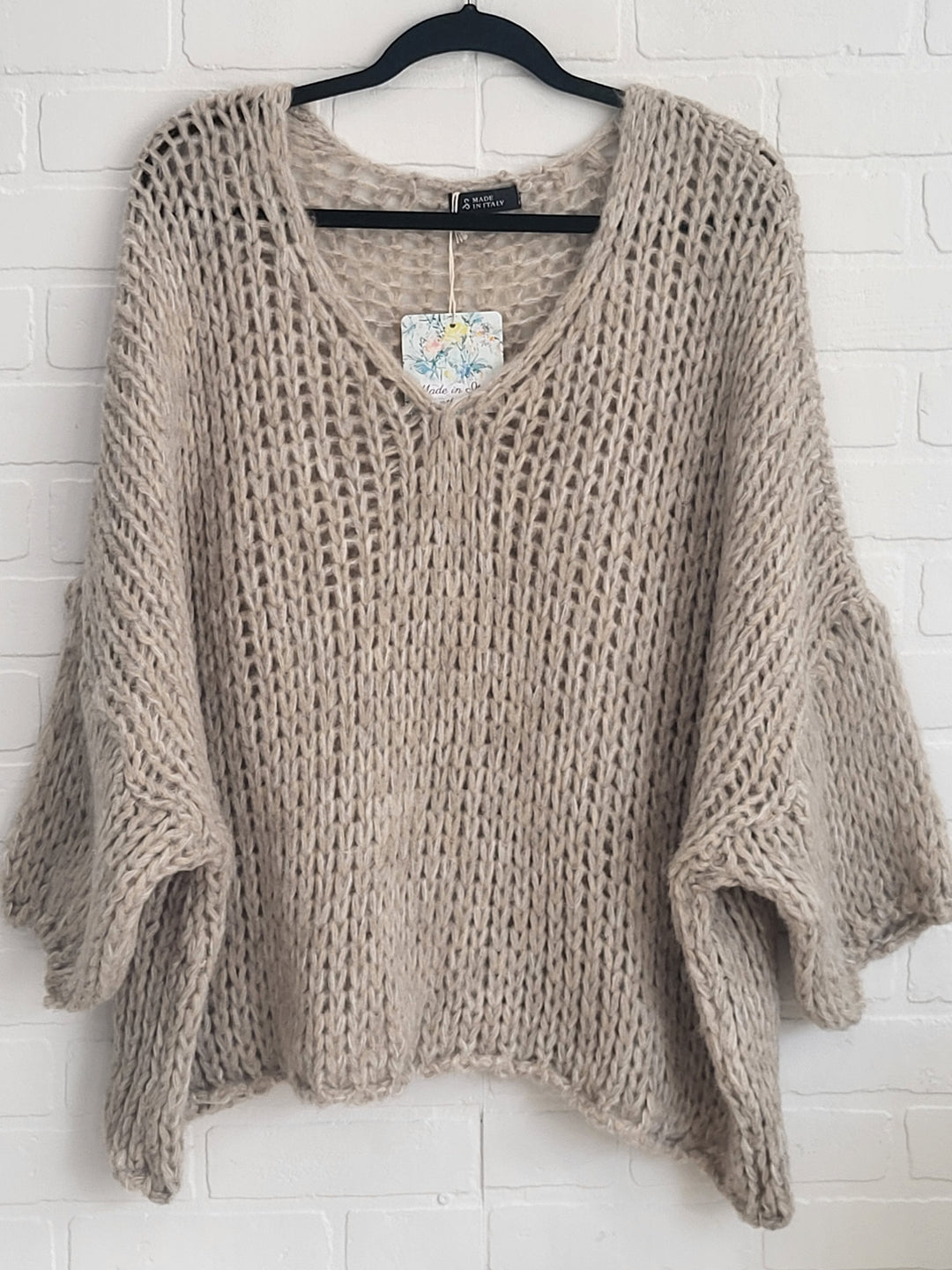 Angelina Open-Knit V-Neck Sweater