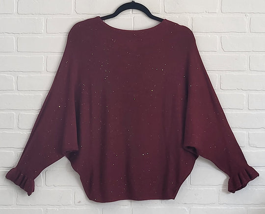 Sequined Khloe Sweater Ruffle Sleeve