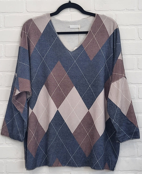 Autumn Argyle V-Neck Pullover