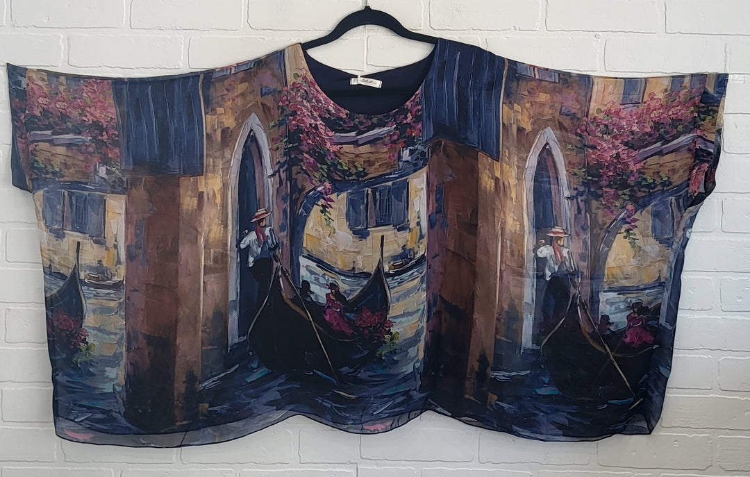 Autumn Flowy Scenic Silk Top