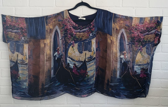 Autumn Flowy Scenic Silk Top