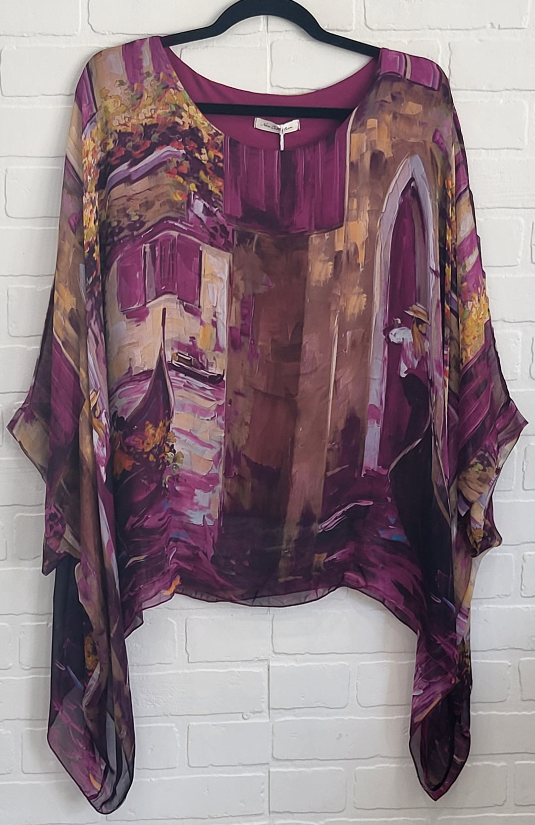 Autumn Flowy Scenic Silk Top