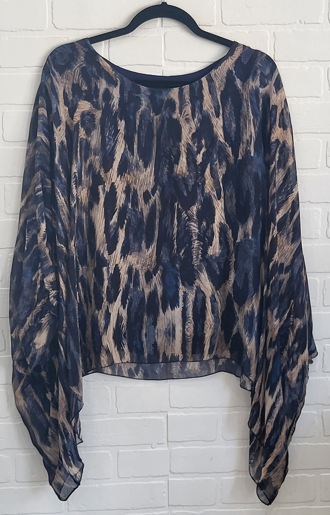 Abstract Brushstroke Ikat Silk Top