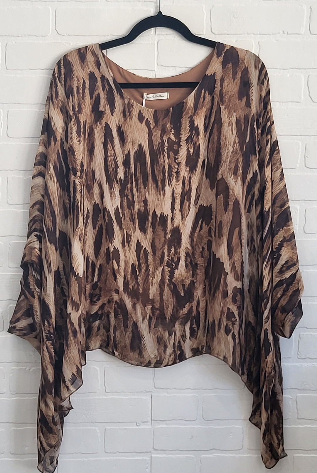 Abstract Brushstroke Ikat Silk Top