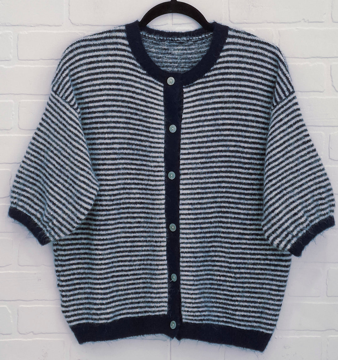 Senza Stripped Button-Up Sweater