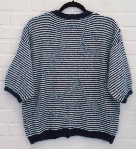 Senza Stripped Button-Up Sweater