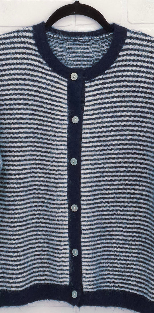 Senza Stripped Button-Up Sweater