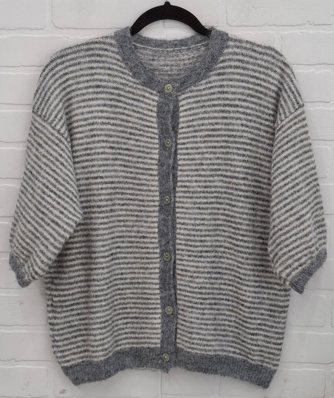 Senza Stripped Button-Up Sweater