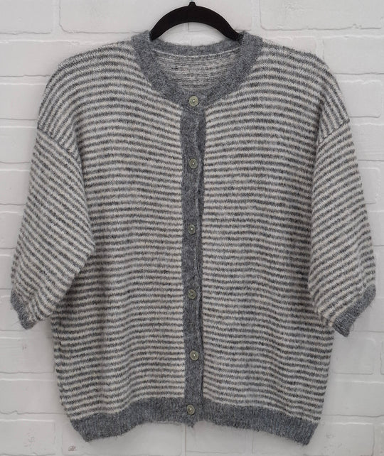Senza Stripped Button-Up Sweater