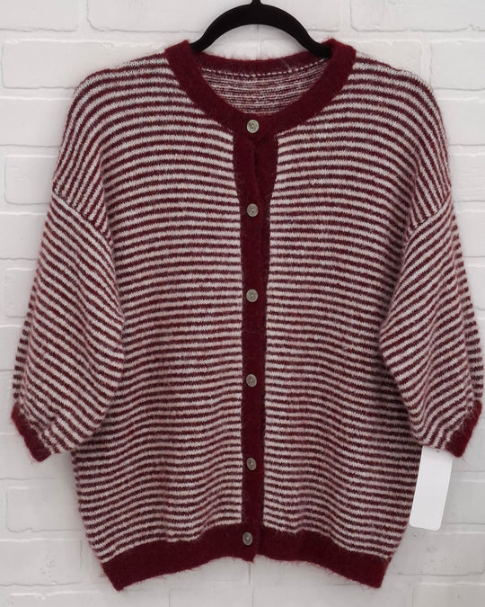 Senza Stripped Button-Up Sweater