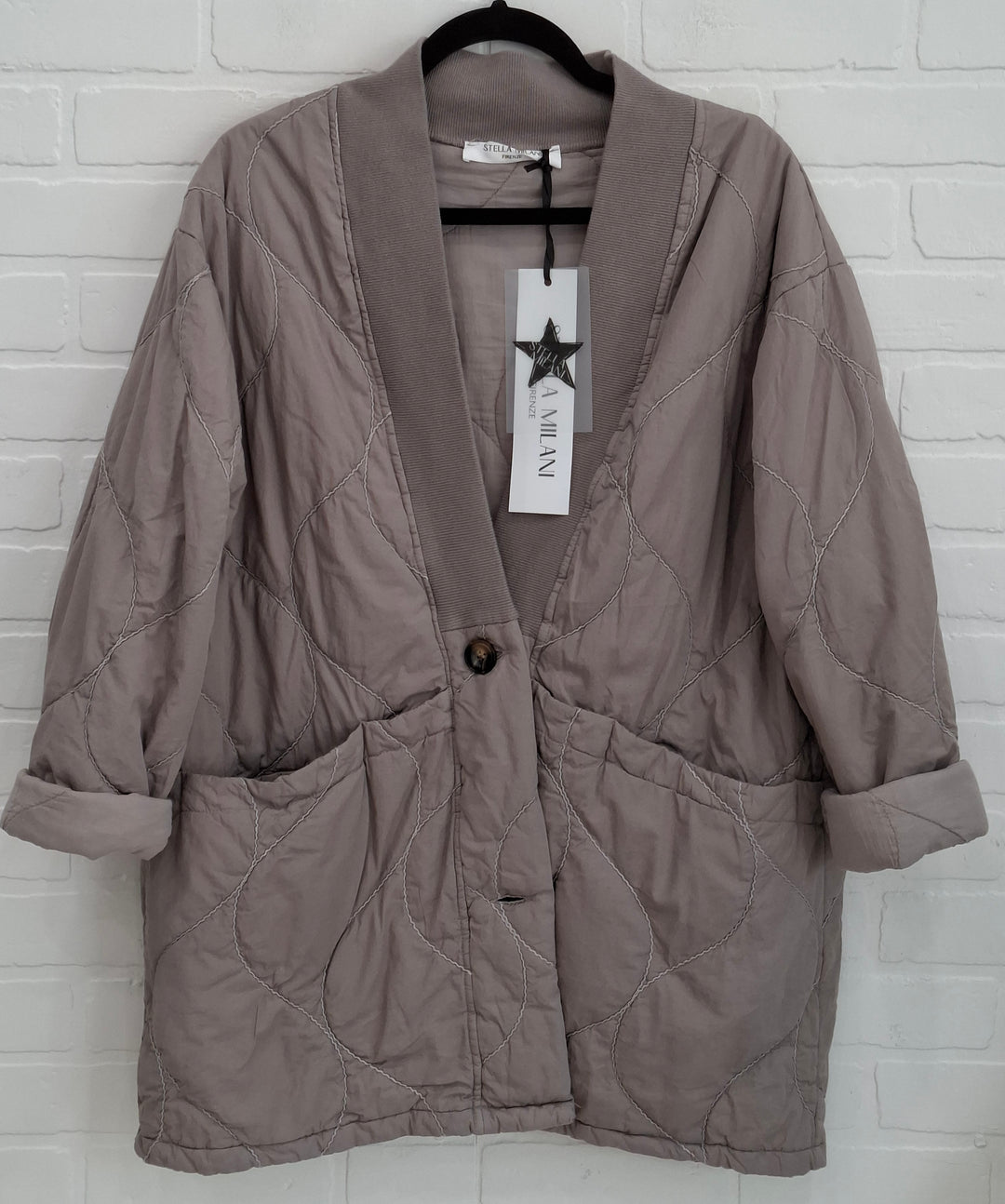 Stella Milani Quilted Shawl Collar Jacket