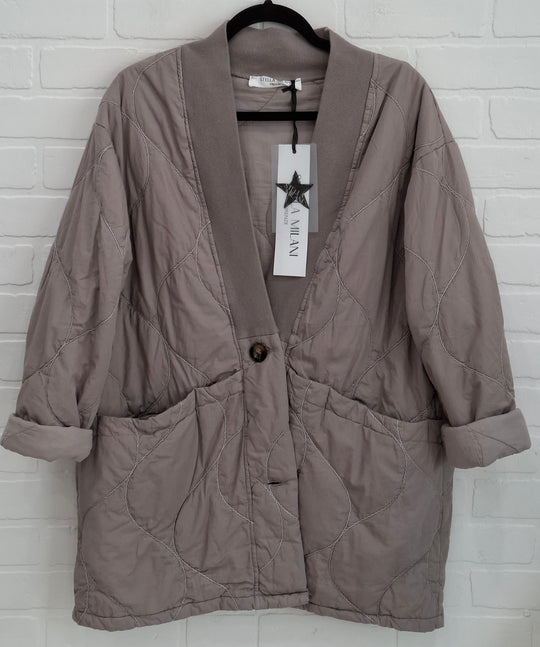 Stella Milani Quilted Shawl Collar Jacket