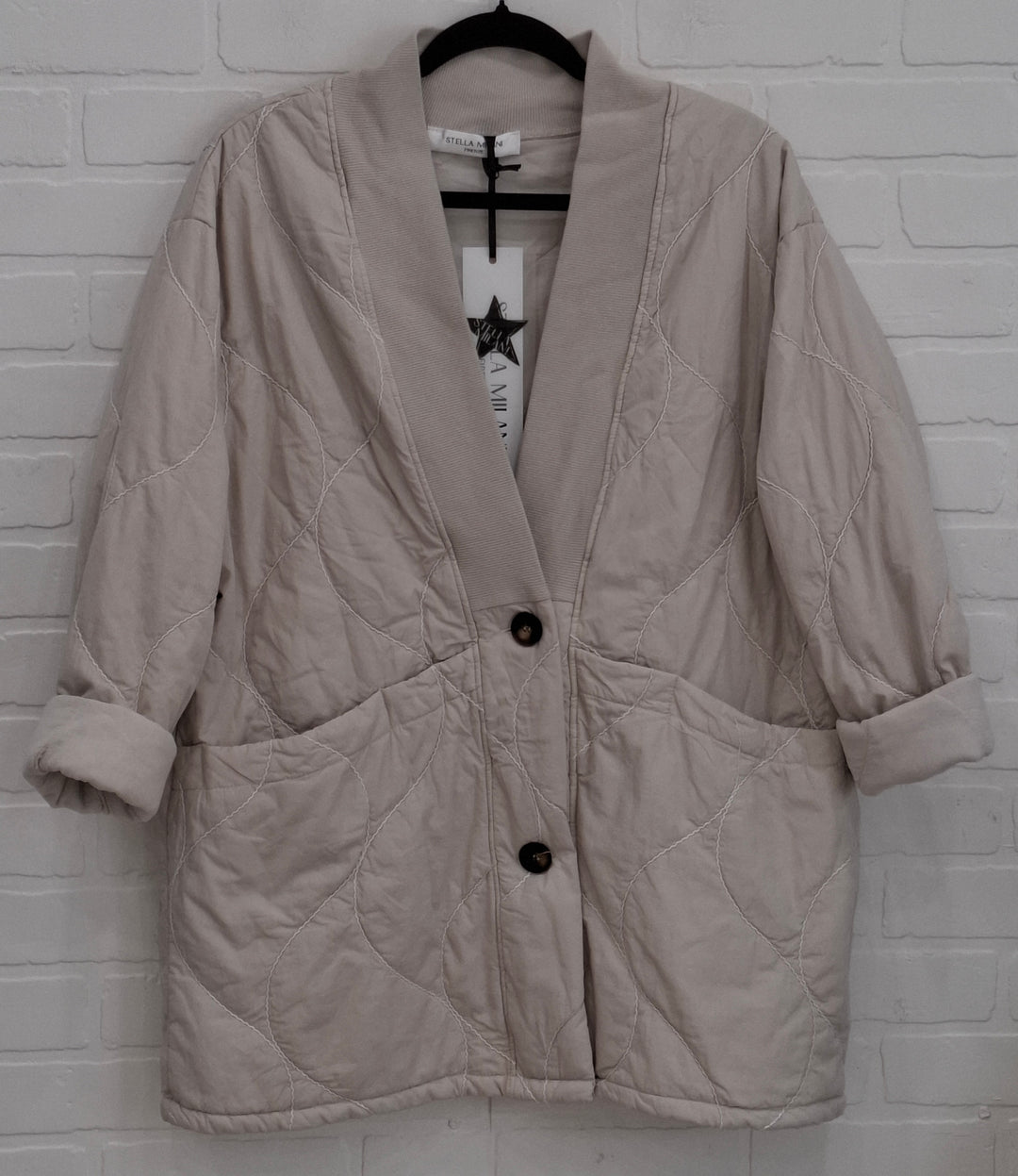 Stella Milani Quilted Shawl Collar Jacket