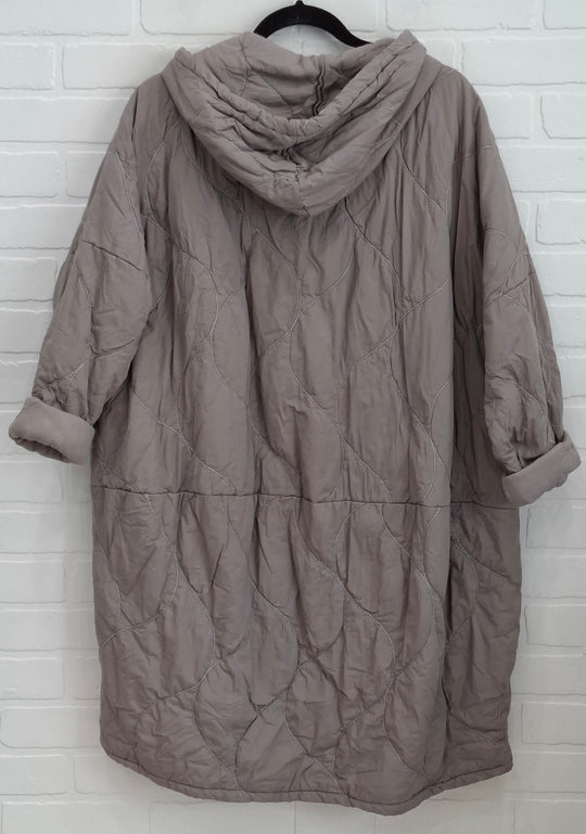 Stella Milani Quilted Long Hooded Coat