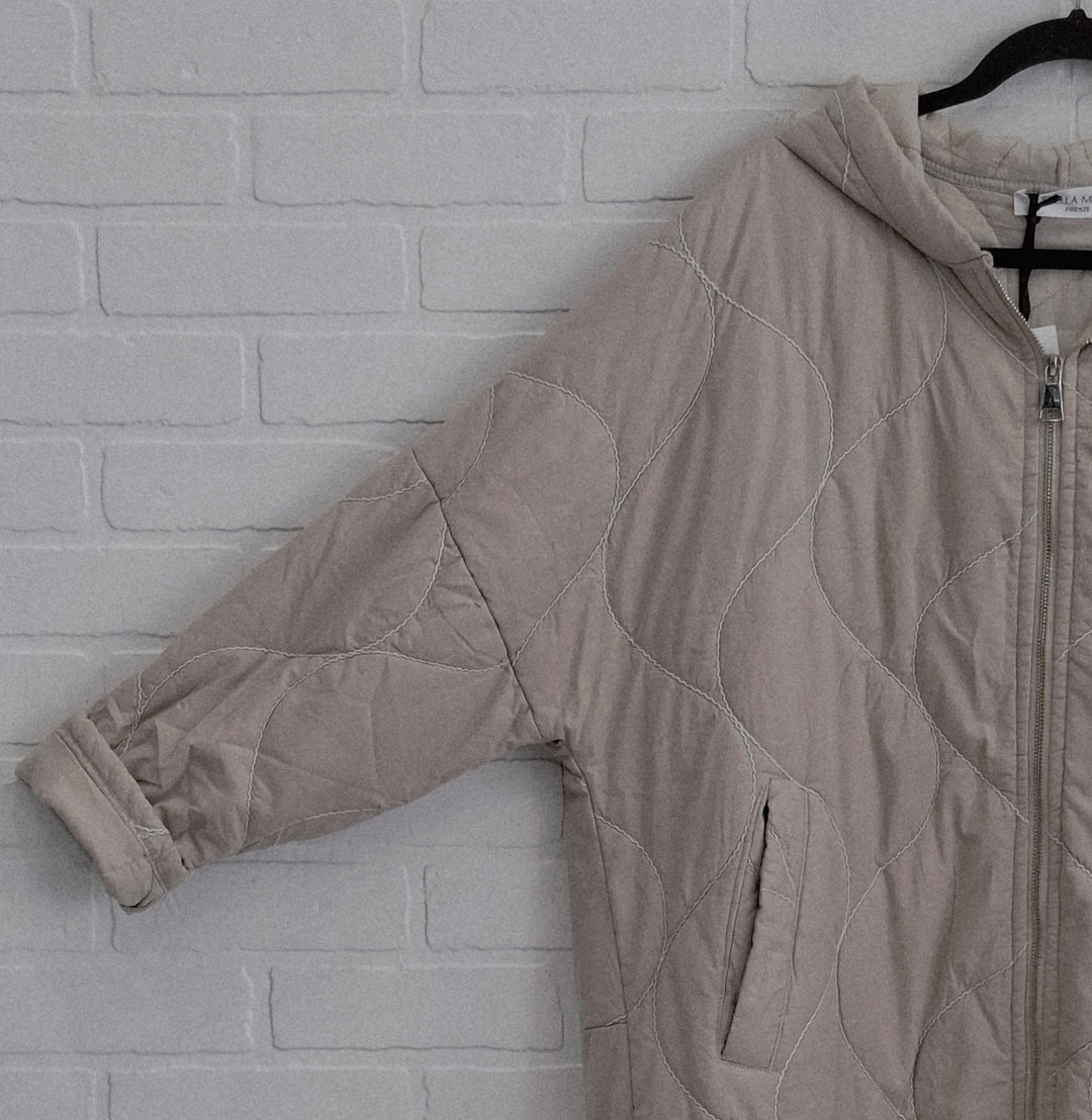 Stella Milani Quilted Long Hooded Coat