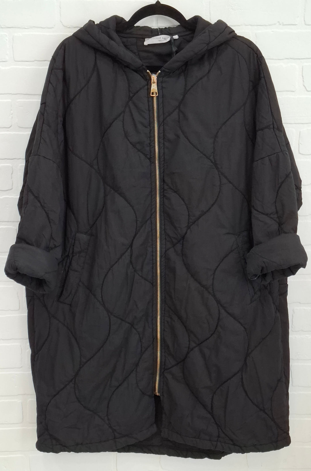 Stella Milani Quilted Long Hooded Coat