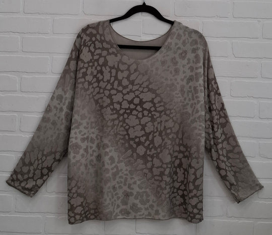 Animal Print Blouse & Knit Top Set