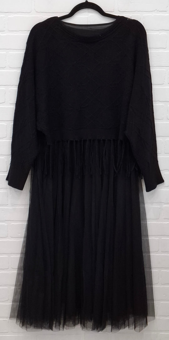 Fringe Sweater & Tulle Dress Set