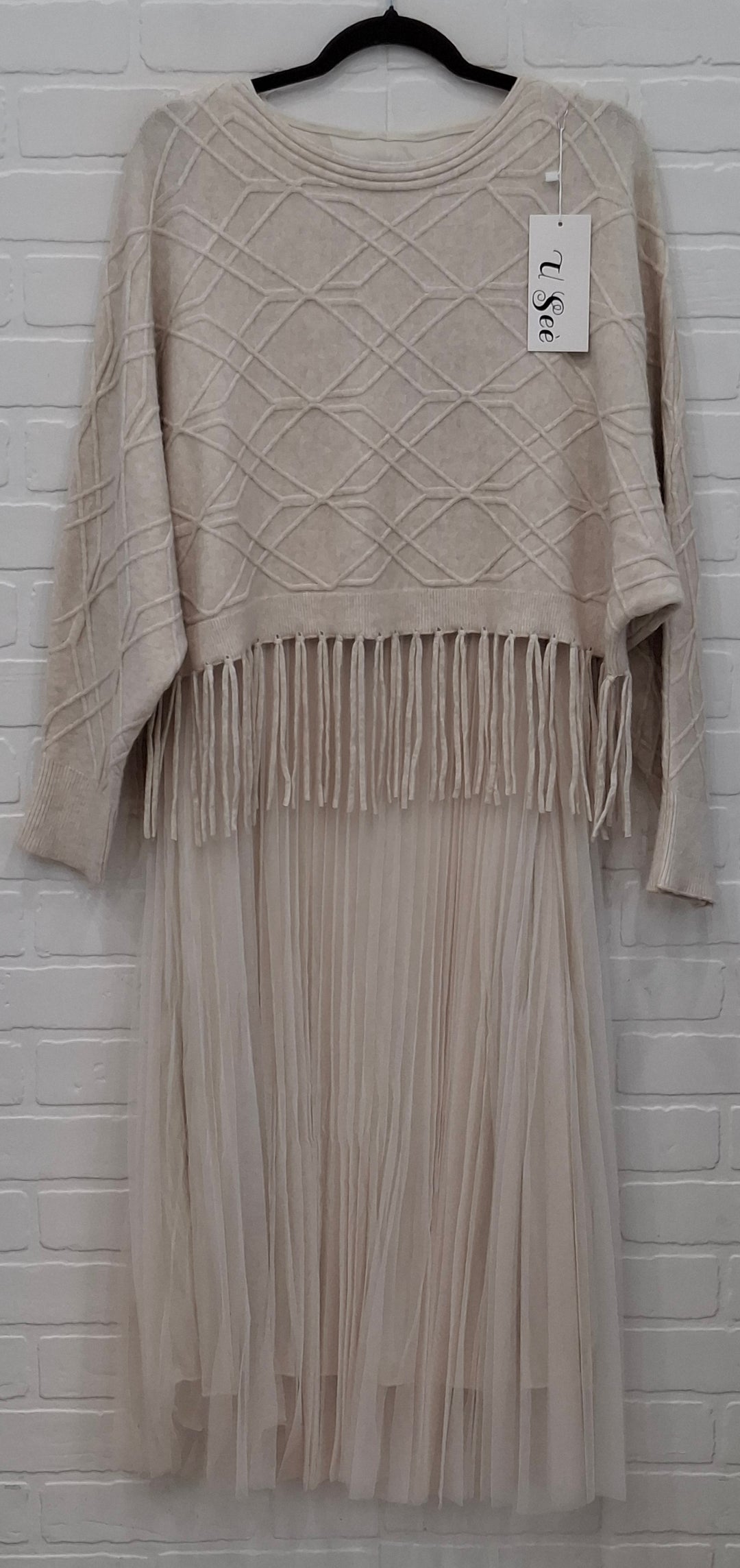 Fringe Sweater & Tulle Dress Set
