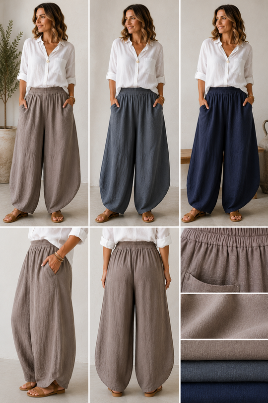 Harper Linen Blend Barrel Pants