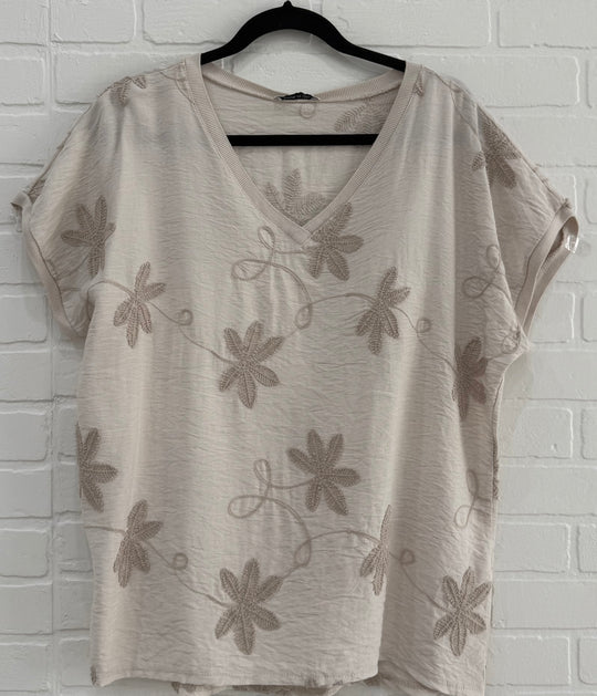 Capri Bloom Embroidered Top