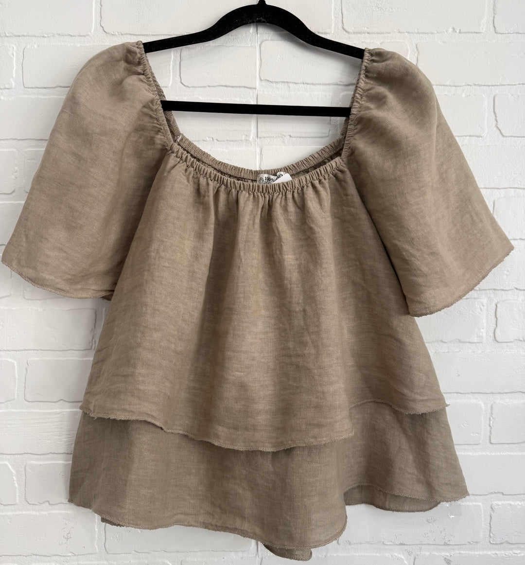Loose Ruffle  Linen Top