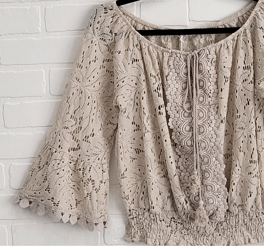 Fantasy Boho Lace Peasant Top