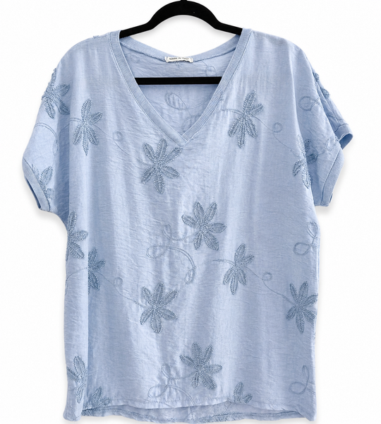 Capri Bloom Embroidered Top