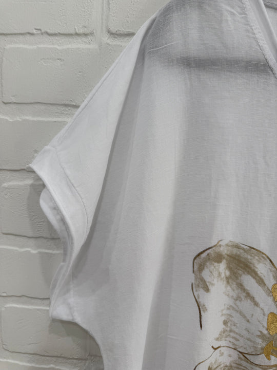 Golden Magnolia Linen Blend Top | Made in Italy