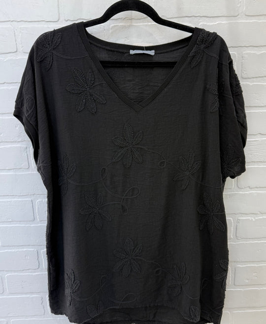 Capri Bloom Embroidered Top