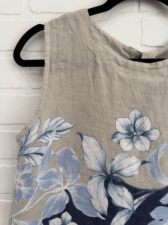 Azure Bloom Linen Top
