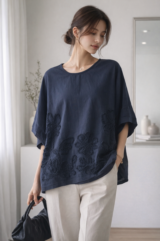 Lux Luna Floral Texture Top