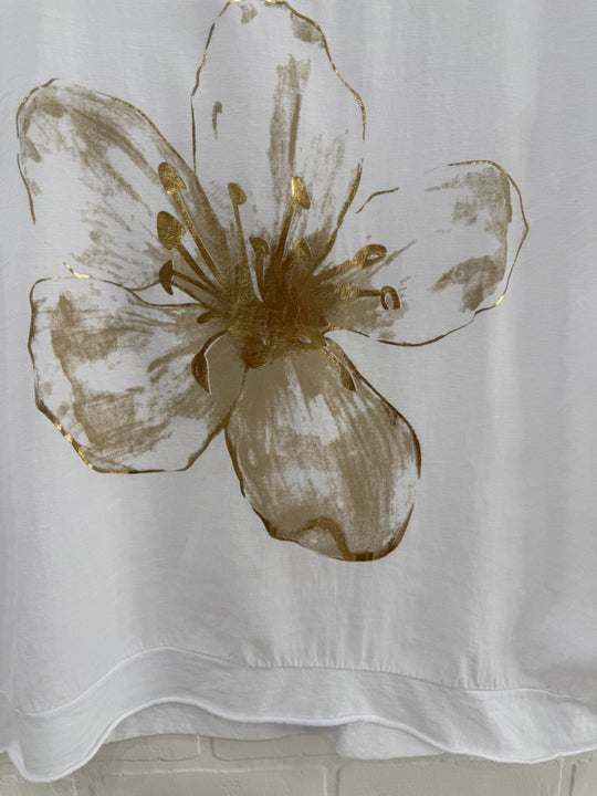 Golden Magnolia Linen Blend Top | Made in Italy
