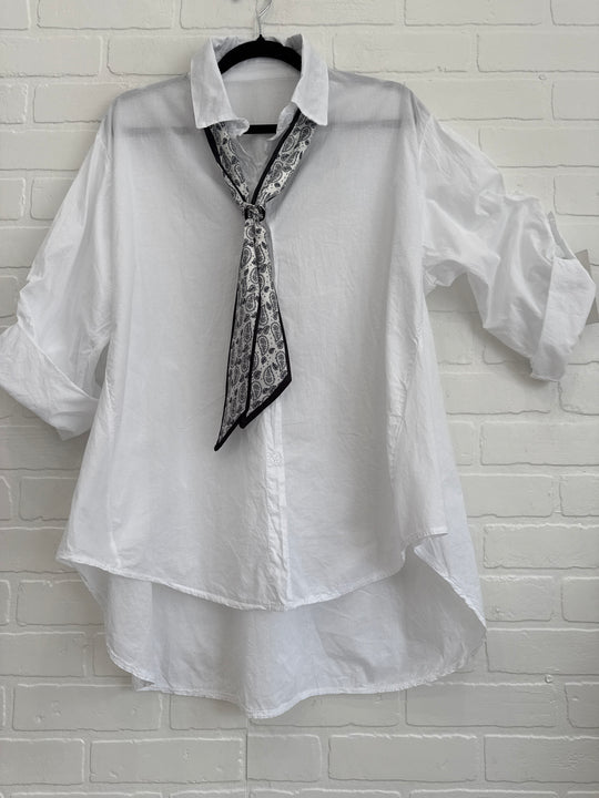 White Cotton Shirt with Tie