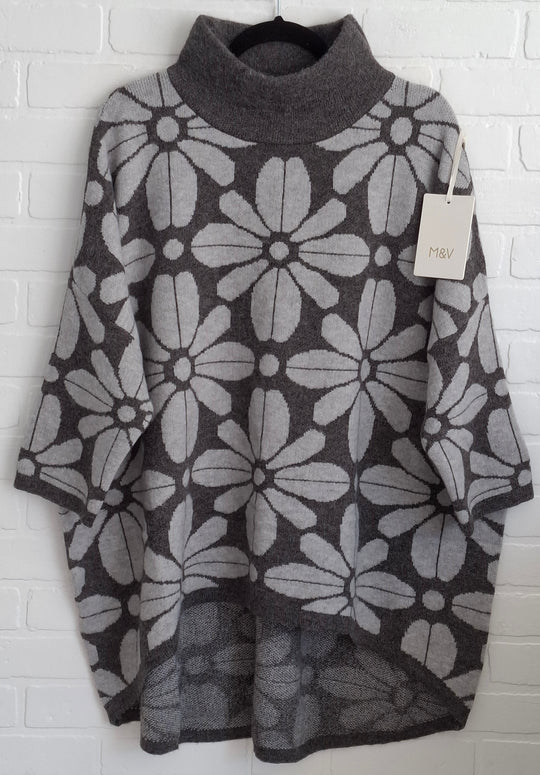 Moewy High Low Floral Sweater