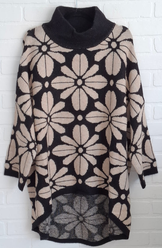 Moewy High Low Floral Sweater