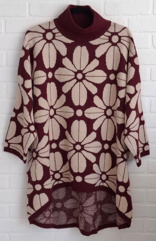 Moewy High Low Floral Sweater