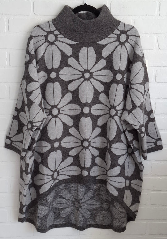 Moewy High Low Floral Sweater