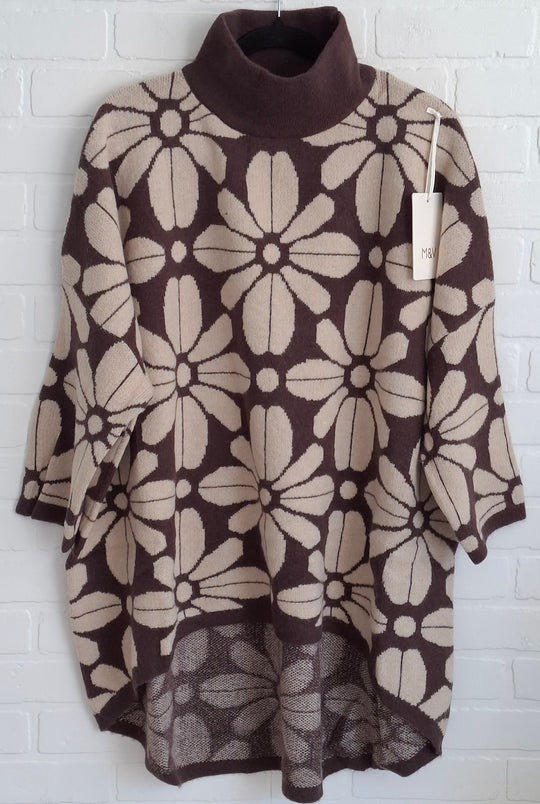 Moewy High Low Floral Sweater