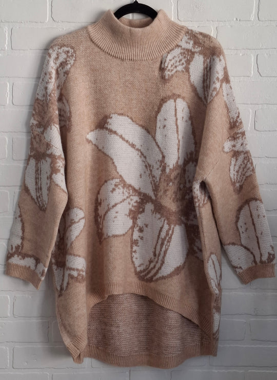 Floral High-Low Sweater