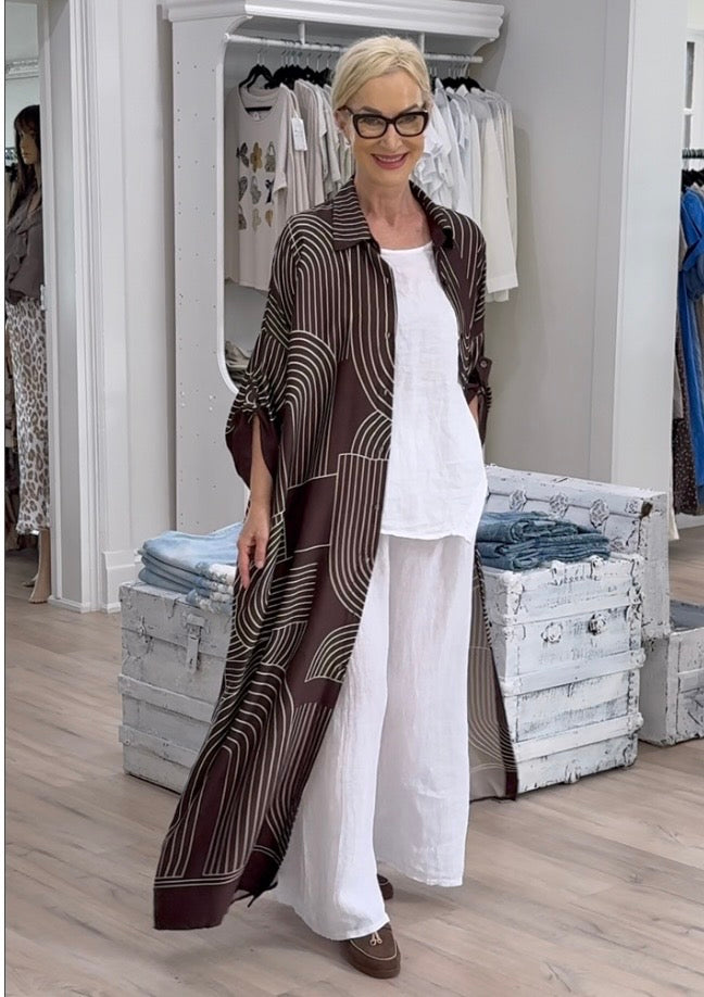Milano Abstract Satin Shirt Dress
