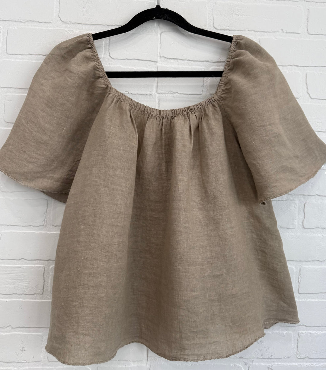 Loose Ruffle  Linen Top