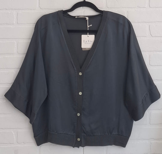 La Vie Satin Button up Top