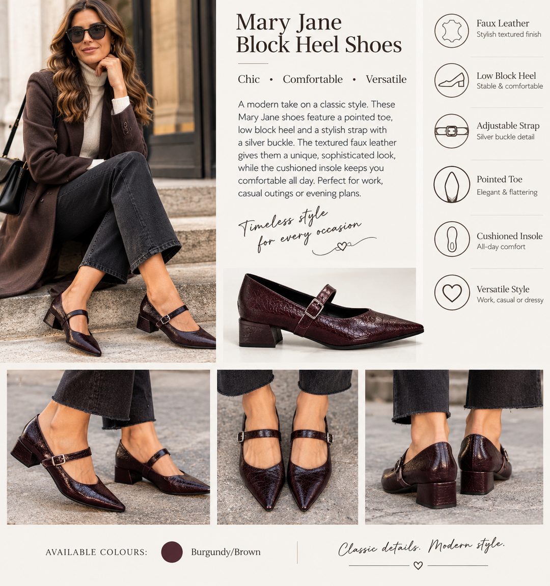 Mary Jane Block Heel Shoes