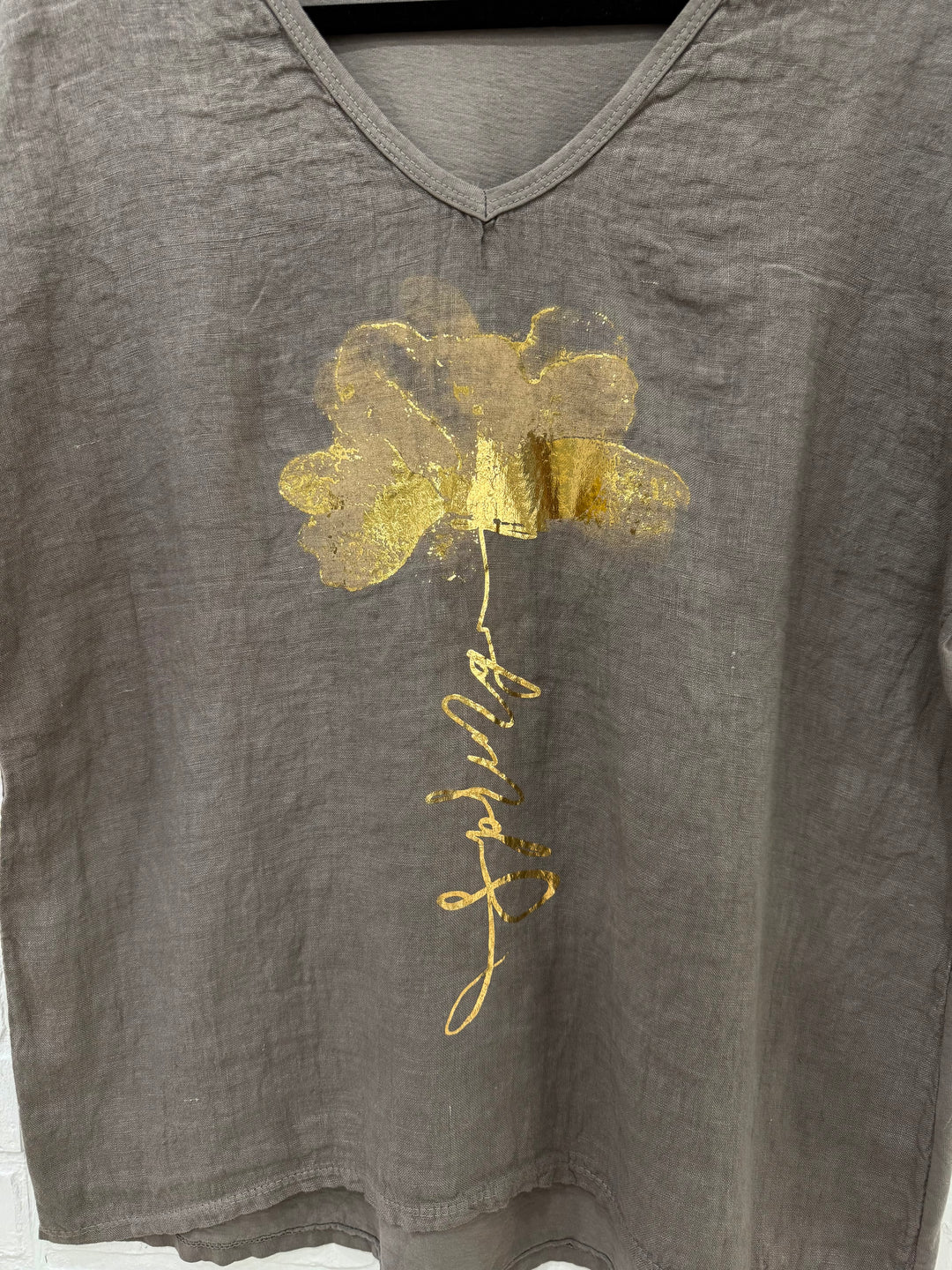 Golden Iris Linen Blend Top | Made in Italy