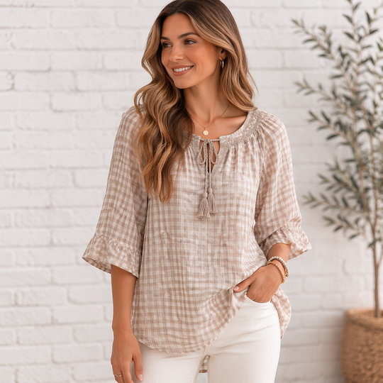 Amalfi Cotton Check Blouse